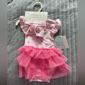 Milkberry Pink Floral Tulle Skirt One Piece